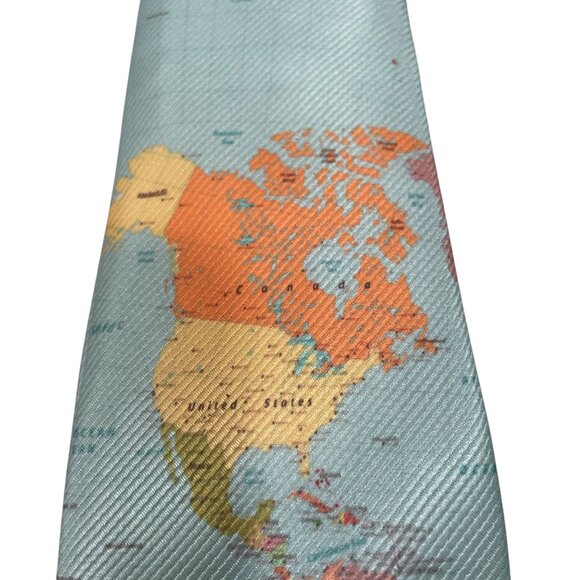 World Map Necktie Tan Woven Belt Elephant Bracelet Gift Set Men Travel Style - Picture 5 of 14